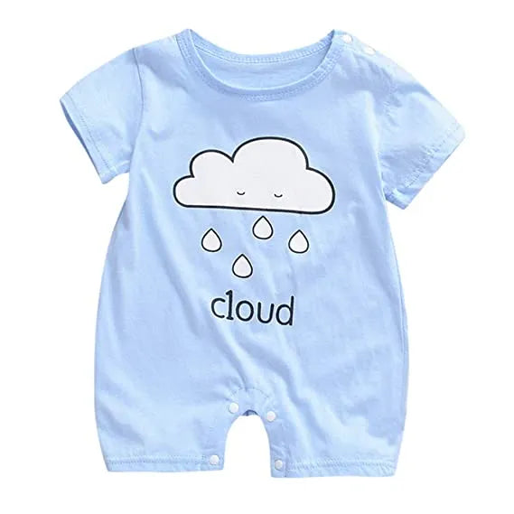Baby Romper for Boys & Girls – Soft Cotton Short Sleeve Jumpsuit (Cute Cloud Print)